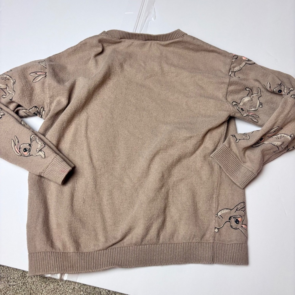 HM Girls Bunny Rabbit Knit Sweater Taupe Brown Crew‎ Neck Size 4-6Y 5T/6 Easter - Picture 5 of 6